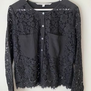 Veronica Beard Lotus Lace Blouse - Black